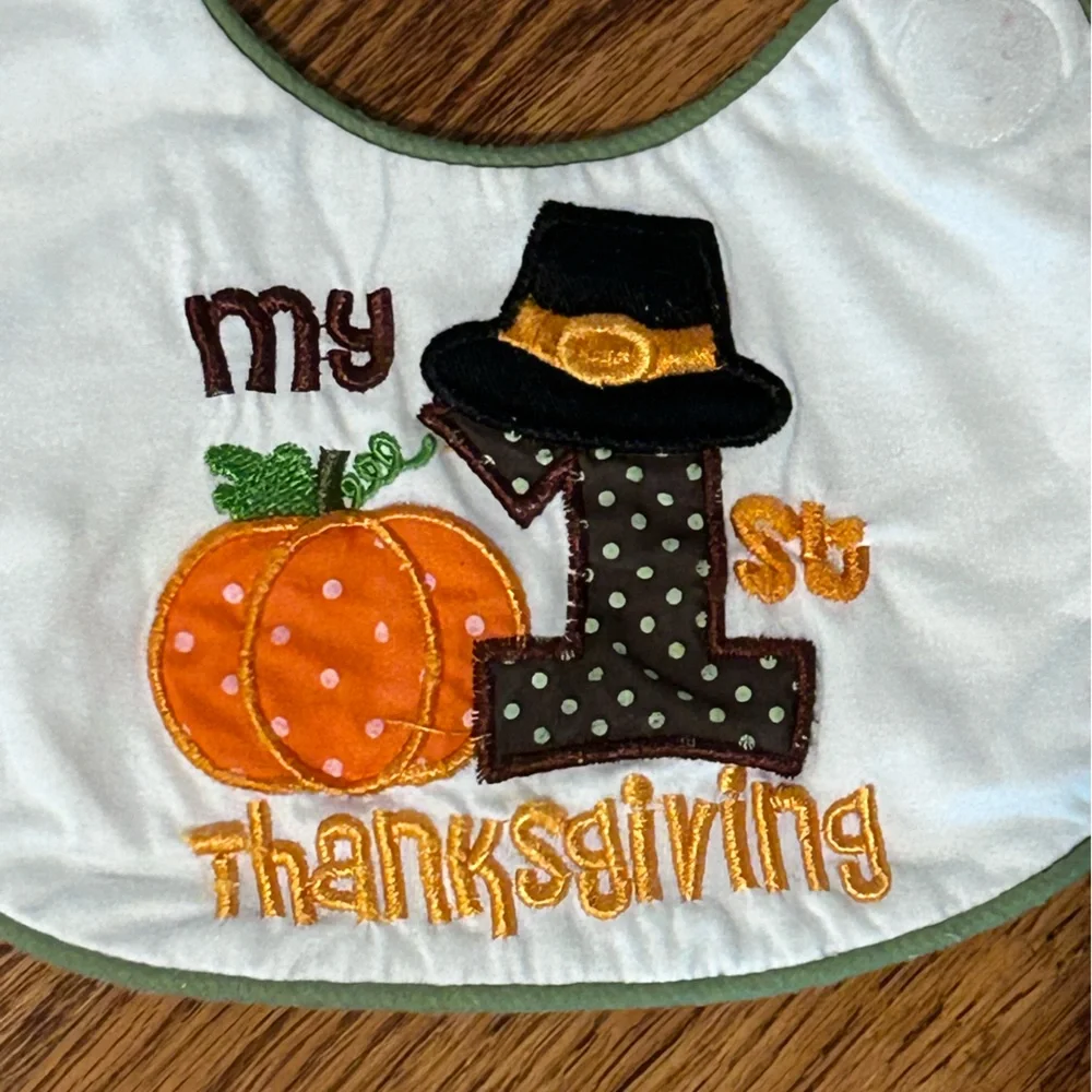 Pair of Halloween and Thanksgiving Day Bibs